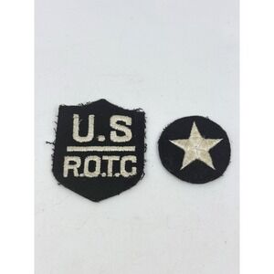 US ARMY 1950'S ERA ROTC PATCH - WHITE ON BLACK And Star Patch